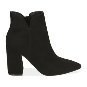 Ankle boots neri in microfibra, tacco 9 cm