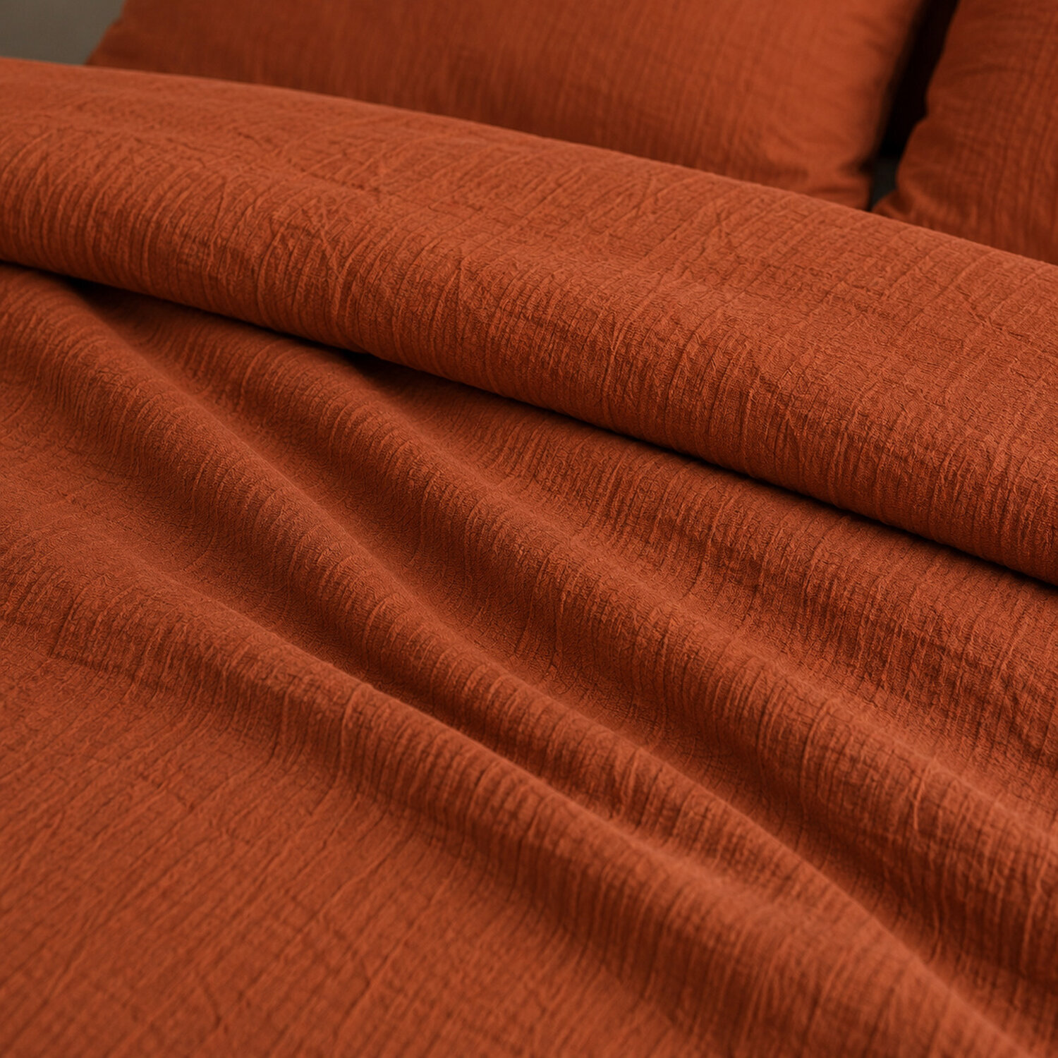 Housse de couette 100% gaze de coton lavé safran minéral