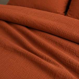 Housse de couette 100% gaze de coton lavé safran minéral