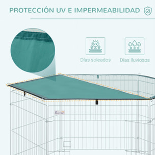 Parque de Juegos para Perros 6 Paneles 59x60cm Plegables Puerta Pestillo Toldo