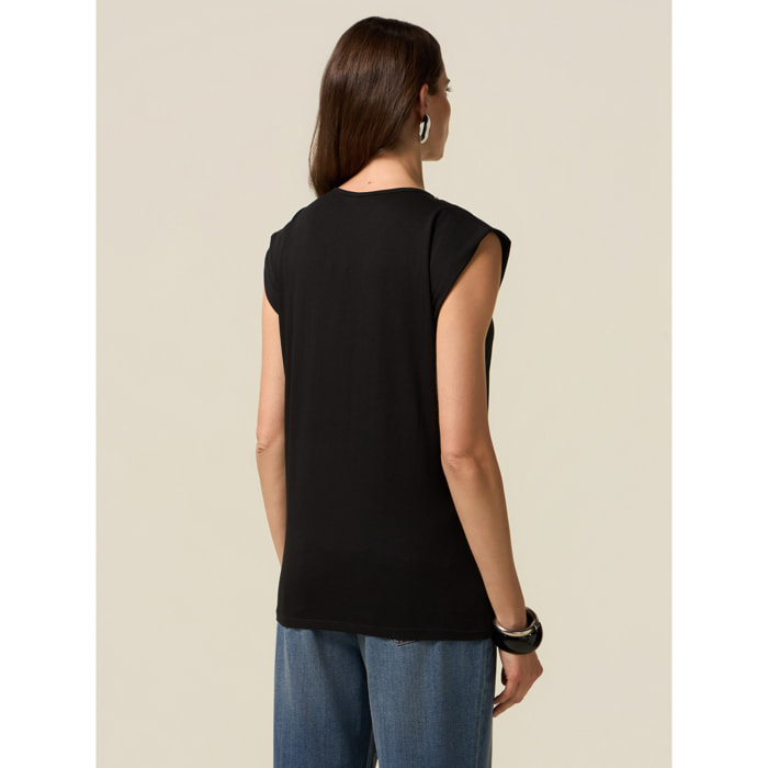 Oltre - T-shirt con catena gioiello - Nero