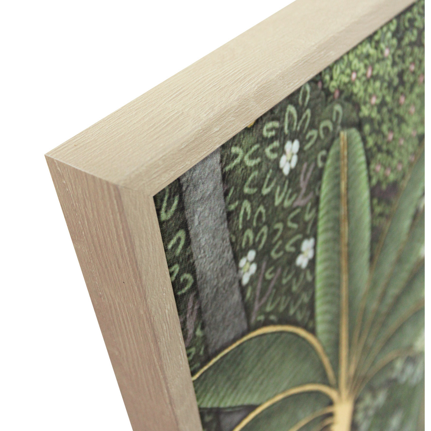 Cuadro Jungle poliéster verde-dorado 92x62x4 cm