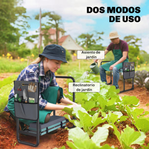 Taburete de Jardín Plegable con Almohadilla de Espuma EVA, Asiento de Jardín Portátil con Bolsa para Herramientas, Patas Extensibles, Carga 150kg, Regalo para Jardineros Ancianos, Gris Oscuro