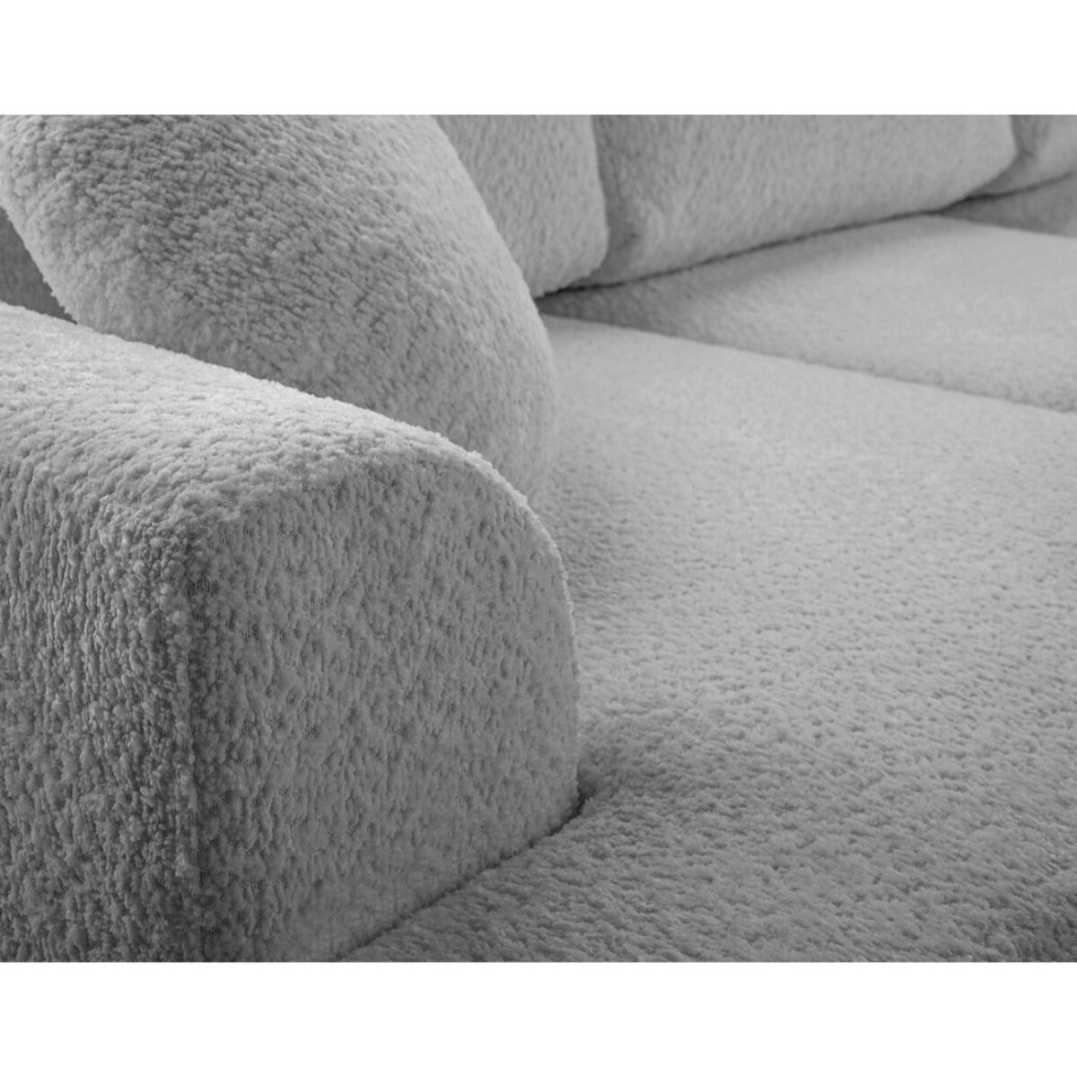 Candela - canapé d'angle droit 4 places - convertible avec coffre - en tissu bouclette - Gris
