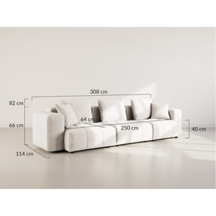 Colette - Canapé modulable 3 places en velours texturé - Beige