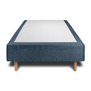 Lit avec tête de lit bandes horizontales bouclette et sommier tapissier Ep20
