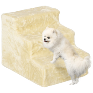 Escalera para Perros de 3 Peldaños, Escalera para Mascotas con Funda Extraíble y Lavable, Rampa para Perros y Gatos para Cama, Sofá, 46x35x35 cm, Beige