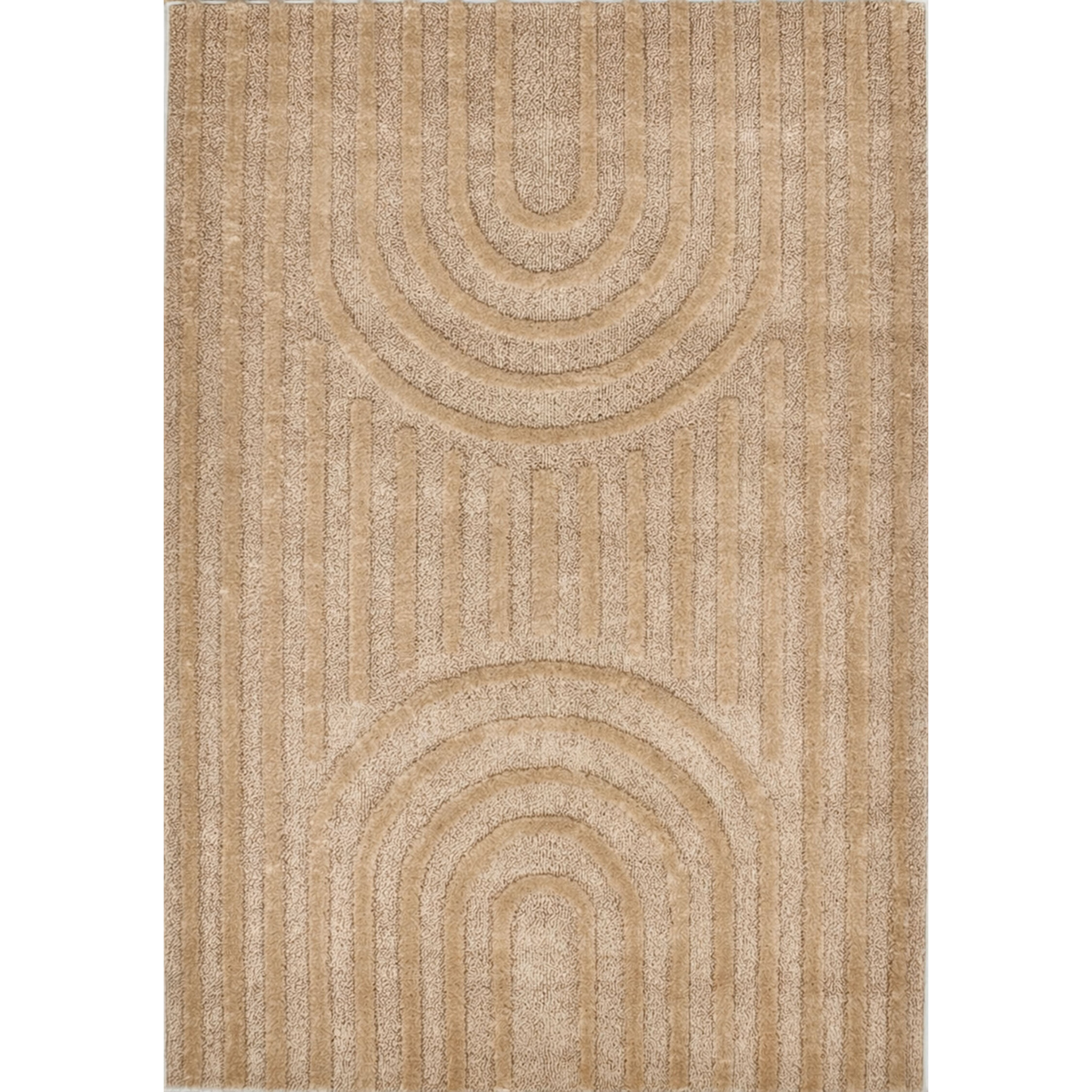 HARMONIE - Tapis de salon beige à motif arc en relief