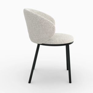 Chaise en tissu beige et pieds en métal noir - Angèle