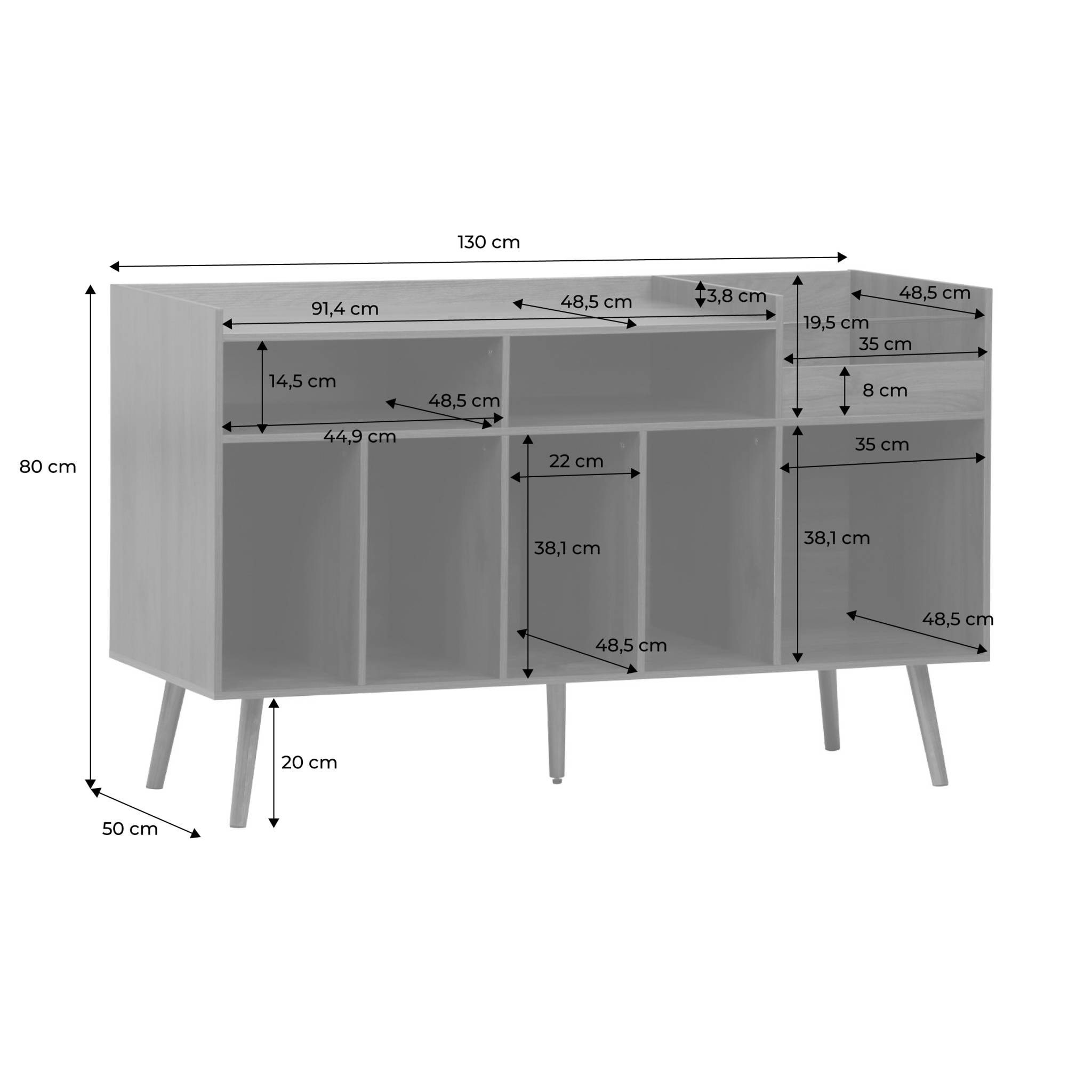 Meuble vinyle vintage effet bois. Népal. L 130 x P 50 x H 80 cm
