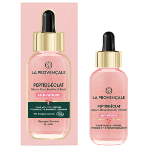 La Provençale Peptide-Eclat - Sérum Rose Booster d'Eclat Anti-fatigue - Olive violette - Peptides, Vitamine C* & Pigments lumine