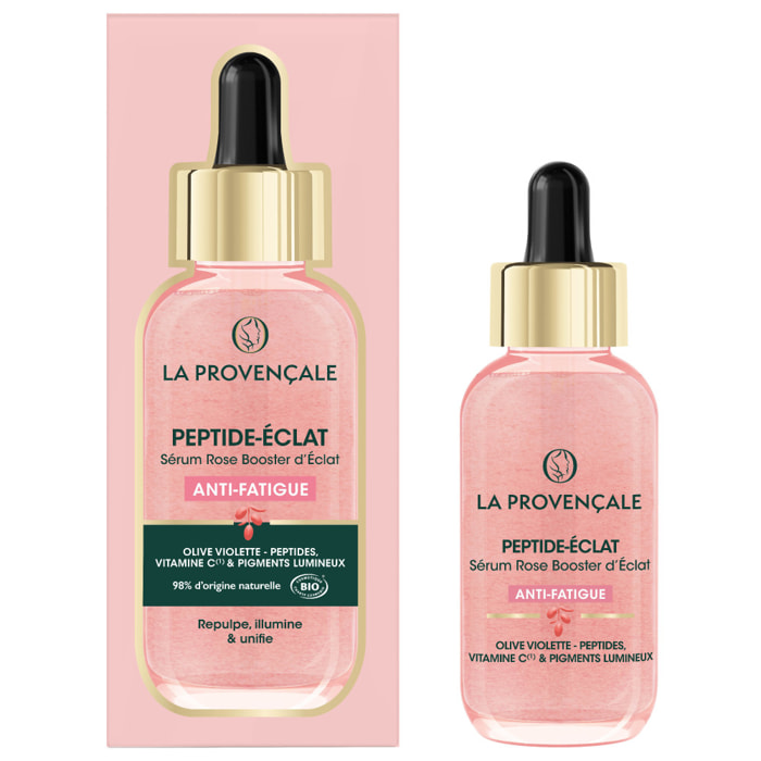 La Provençale Peptide-Eclat - Sérum Rose Booster d'Eclat Anti-fatigue - Olive violette - Peptides, Vitamine C* & Pigments lumine