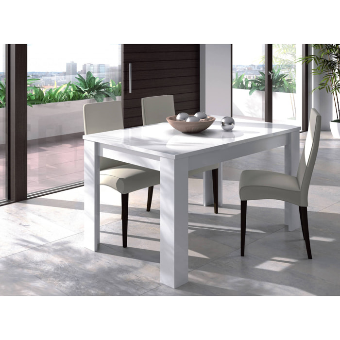 Tavolo allungabile Midland, Tavolo per sala da pranzo allungabile, Tavolo da pranzo estensibile con allunga, cm 140/190x90h78, Bianco