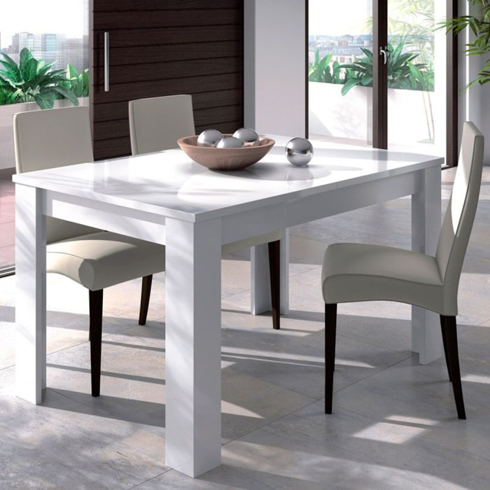 Mesa de comedor extensible Kendra 140 Blanco Artik (Blanco Mate)