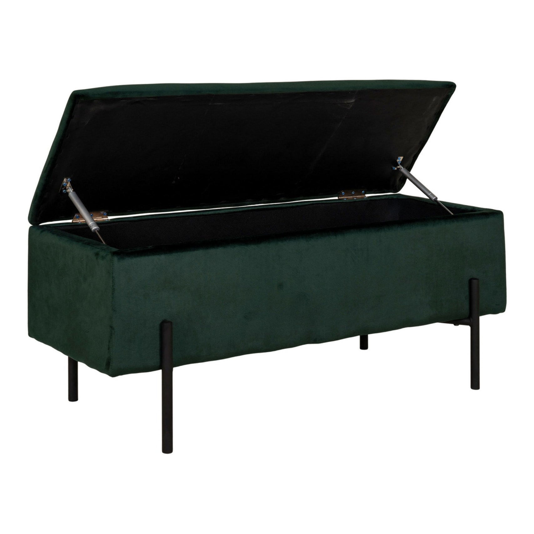 Panchina Watford in velluto verde con vano contenitore, 95 cm