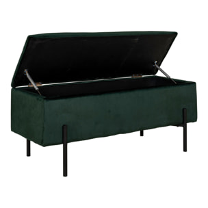 Panchina Watford in velluto verde con vano contenitore, 95 cm
