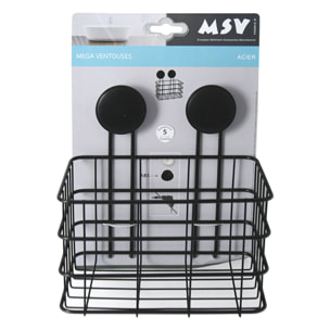 Etagère Panier de douche à  ventouses Acier Noir mat MSV