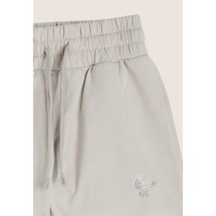 Shorts Bambina in Cotone Elasticizzato con Logo in Strass
