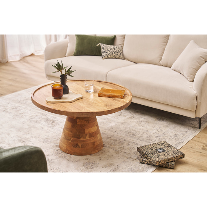 Table basse ronde en bois massif D80 cm MATERA