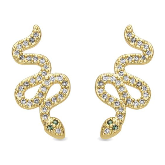 Pendientes acabado oro amarillo de 18k y Circonita Brillante