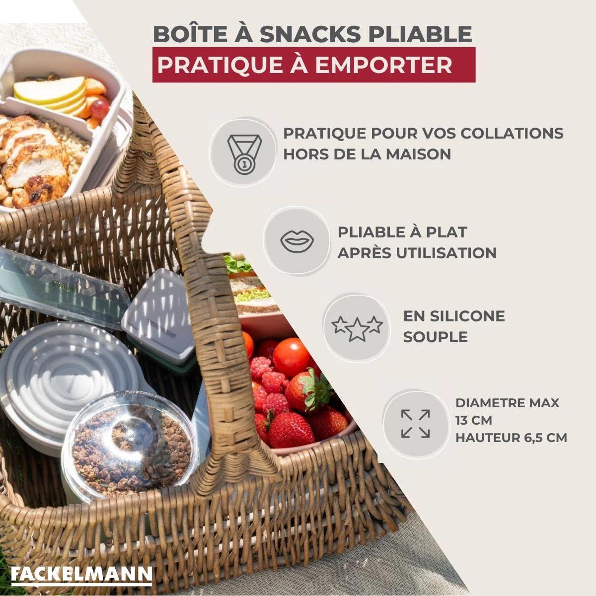 Lot Boite à Snacks Pliable & Set de 3 Boîtes à Sauce Fackelmann Storage