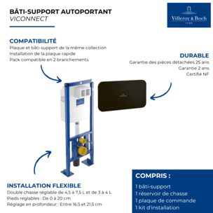 Bâti-support autoportant WC Viconnect avec plaque noir