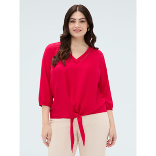 Fiorella Rubino - Blusa in viscosa con nodo al fondo - Fucsia