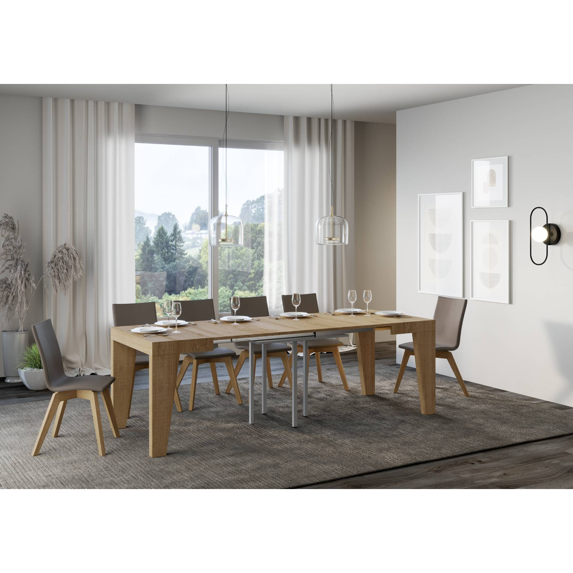 Table Naxy Extensible Chêne Nature 90x90 Allongée 246