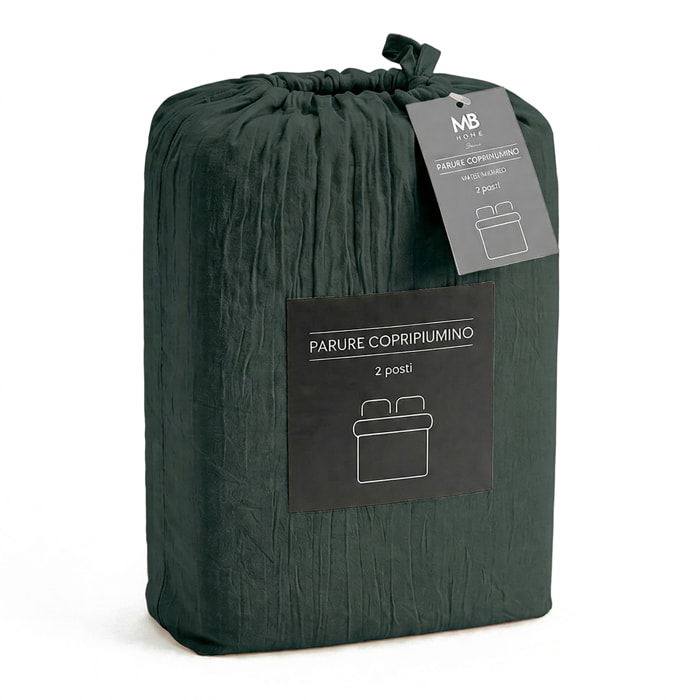 PARURE COPRIPIUMINO WATER WASHED, 100% Microfibra, No Stiro - OTTANIO