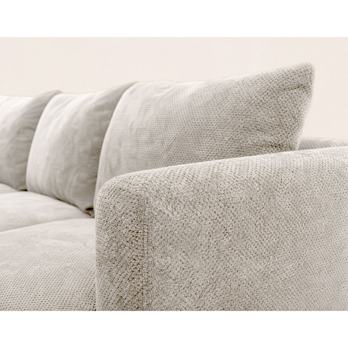 Gabin - Canapé d'angle gauche 5 places en velours texturé - Beige
