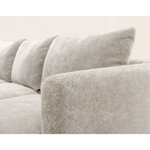 Gabin - Canapé d'angle gauche 5 places en velours texturé - Beige