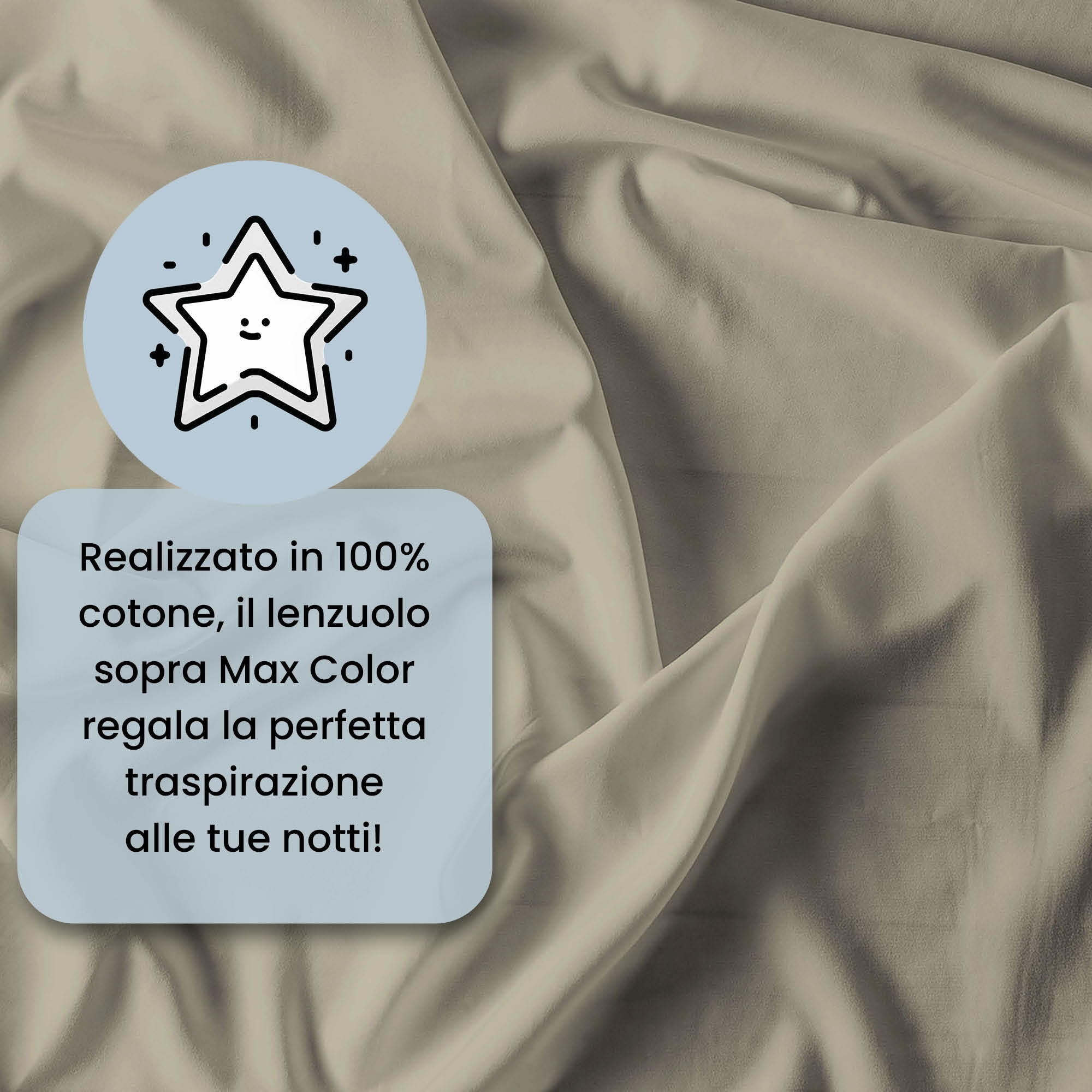 LENZUOLO SOPRA MAX COLOR, 100% Cotone, Tinta Unita, Made in Italy - TORTORA