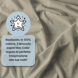 LENZUOLO SOPRA MAX COLOR, 100% Cotone, Tinta Unita, Made in Italy - TORTORA