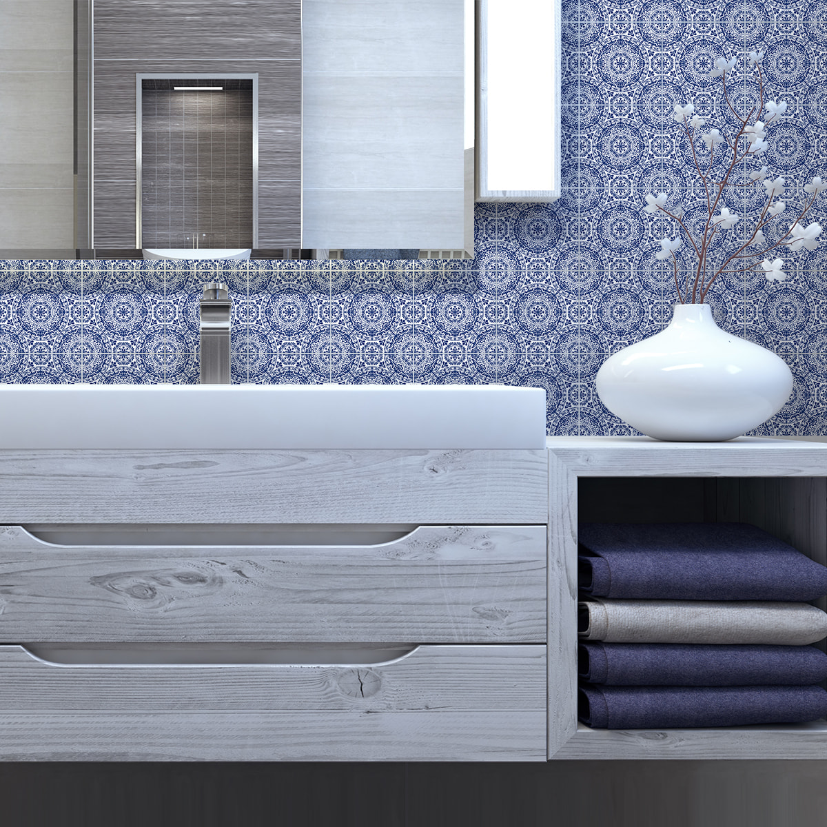 Stickers muraux - Sticker Mural Carrelage adhésif Cuisine Salle de Bain - 24 STICKERS CARRELAGES AZULEJOS LERATO