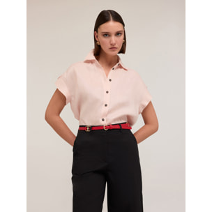 Motivi - Camisa de manga corta de lino - Rosa