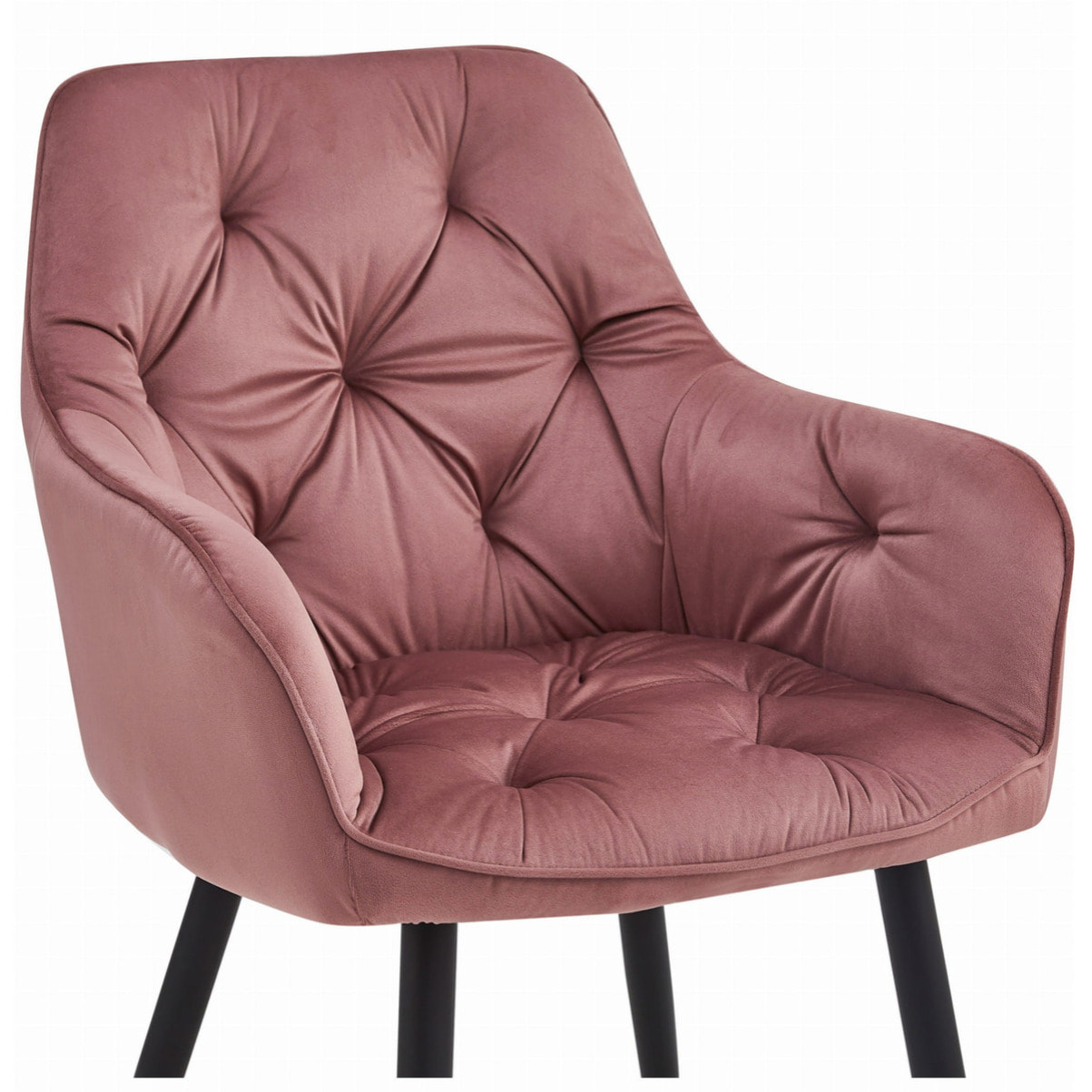 Set di 2 sedie Jork in velluto rosa con gambe nere
