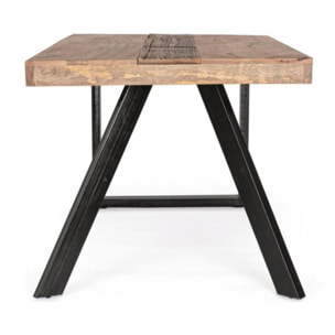 Tavolo MANCHESTER in legno di mango e gambe in acciaio nero, 160×90 cm