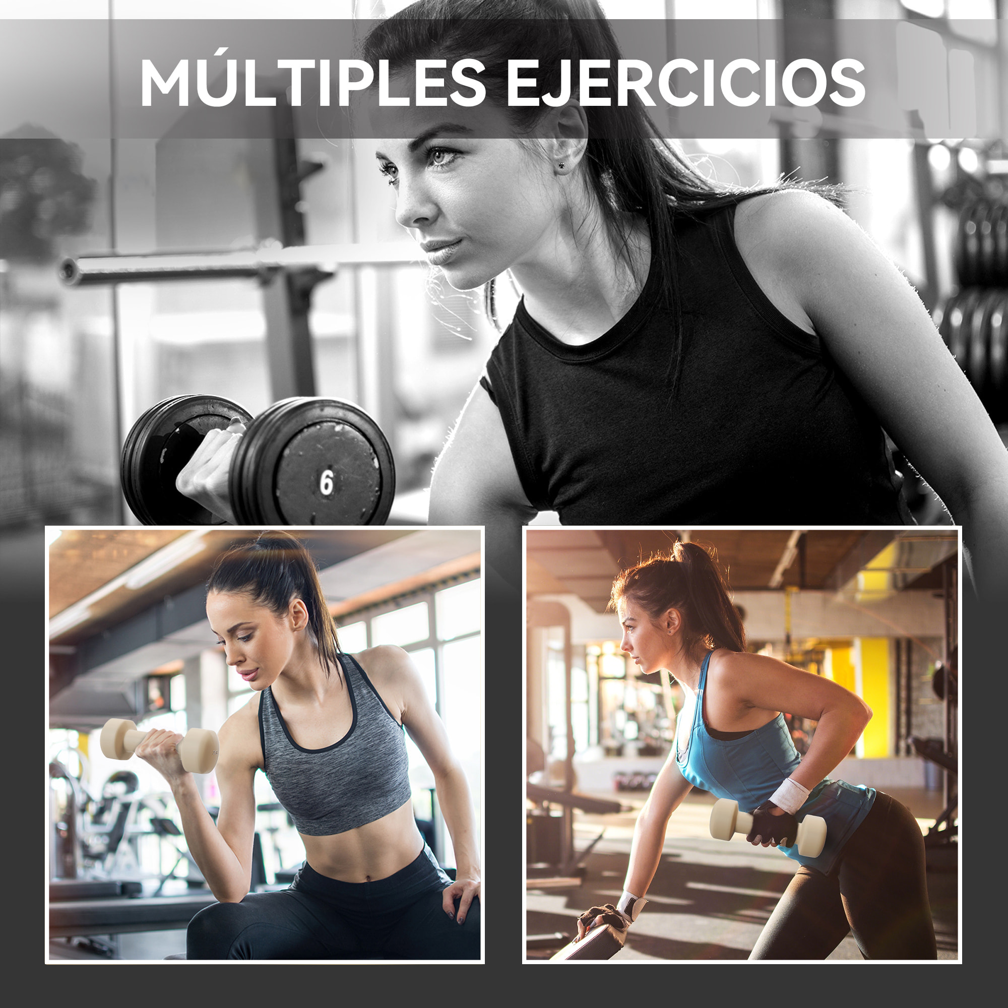 Juego de Mancuernas de 8 Piezas, Total 10 kg, 2x0,5 kg, 2x1 kg, 2x1,5 kg, 2x2 kg, Mancuernas Poligonales Antideslizantes y Estuche de Transporte para Ejercicio en Casa, Gimnasio, Multicolor