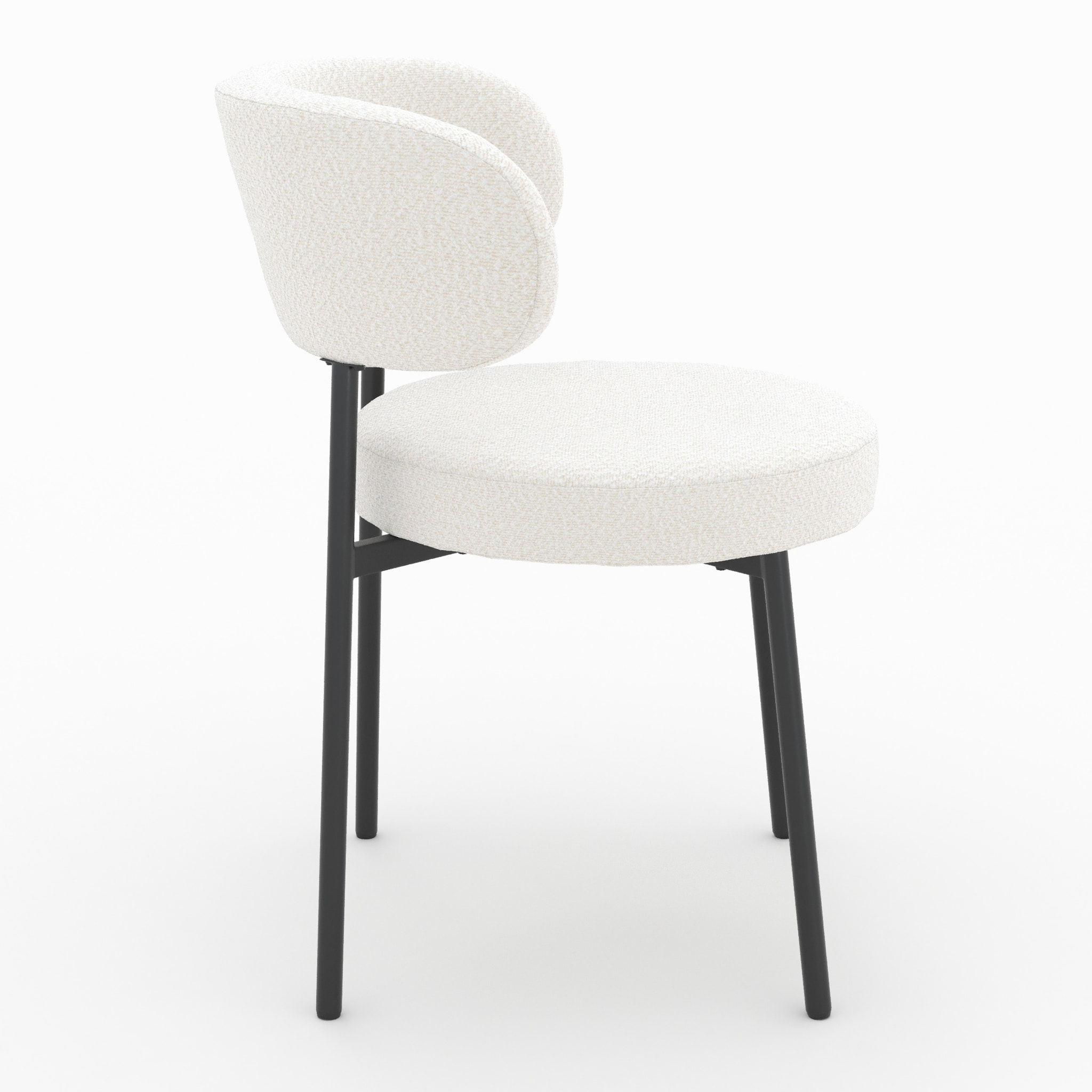 Lot de 2 chaises en tissu bouclé blanc cassé et pieds noirs - Maëlie