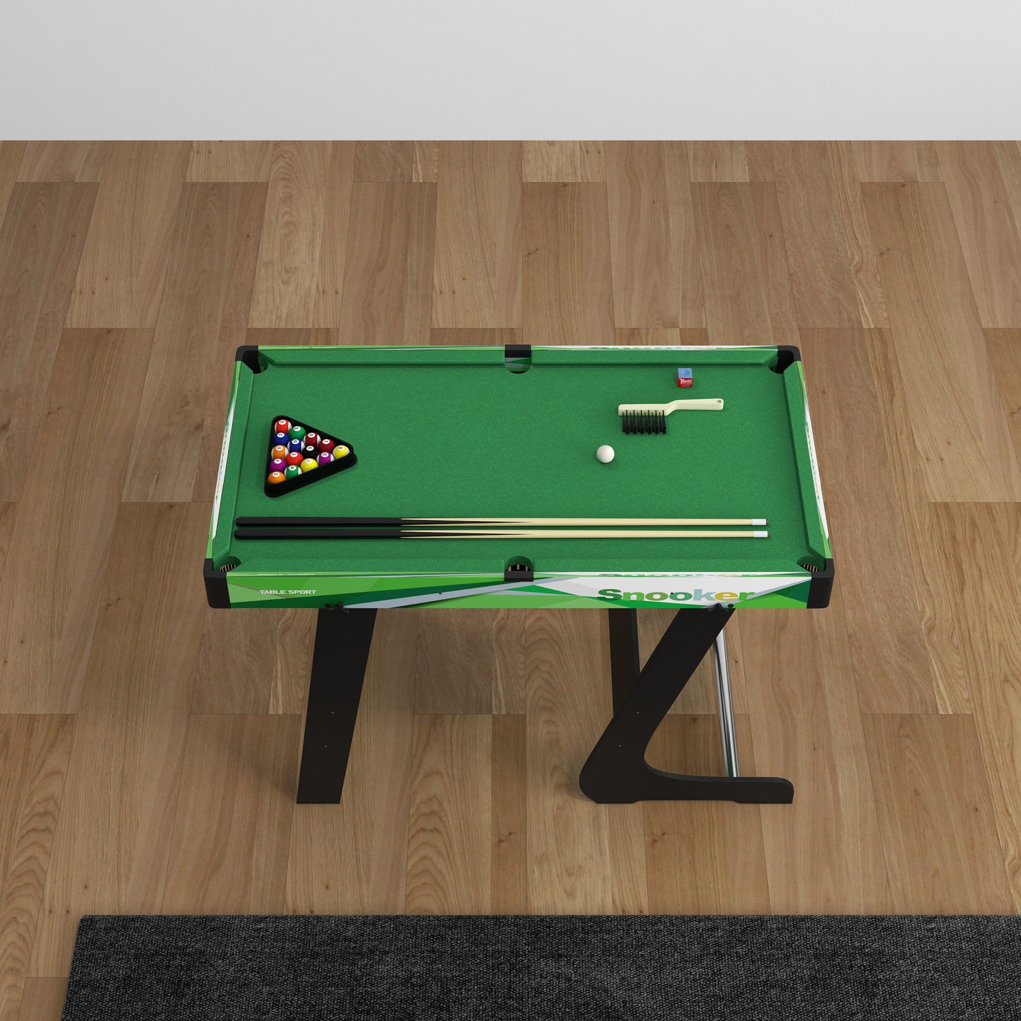 Mini table de billard pliable avec accessoires - dim. 104L x 55,5l x 68H cm - acier MDF noir vert