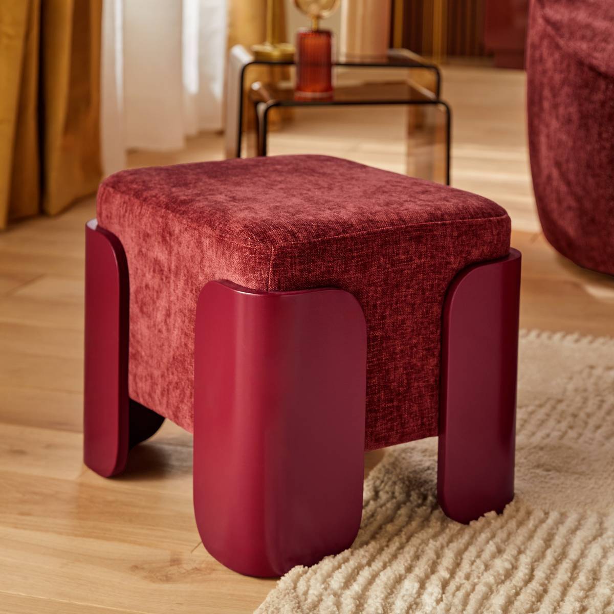 Pouf Mizar rectangulaire 36x38cm rouge