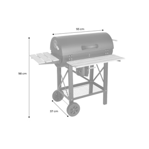Barbecue charbon de bois, grill et fumoir américain, roues et tablettes rabattables avec housse SERGE AVEC HOUSSE