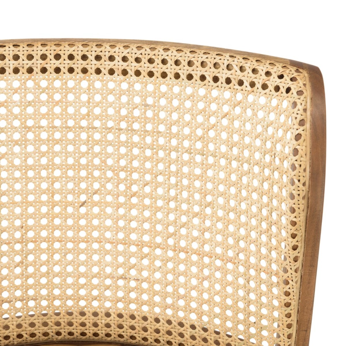 MARCEL - Lot de 2 chaises manguier assise matelassée cuir dossier rotin