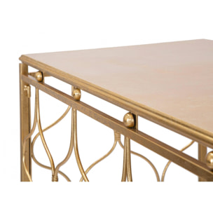 Console rettangolare, in metallo dorato, colore oro, Misure 41 x 78 x 96,5 cm