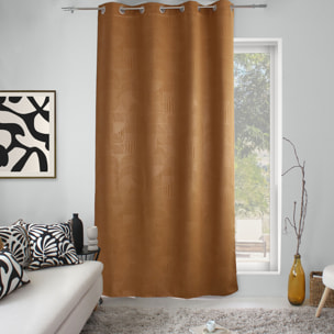 Rideau à oeillets occultant imprimé géométrique - Marron Brun