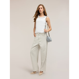 Motivi - Top con strass en el escote - Blanco