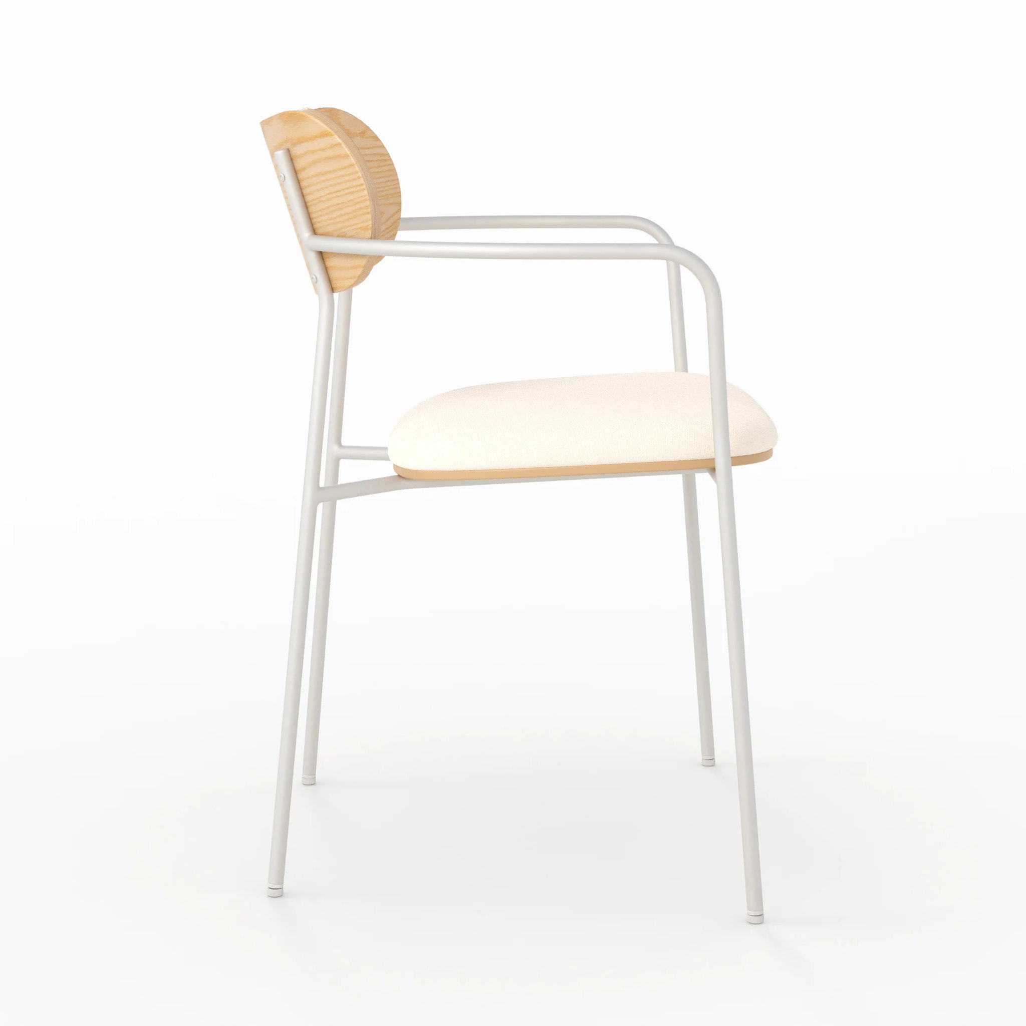 Lot de 2 chaises en tissu beige et placage en bois clair - Marine