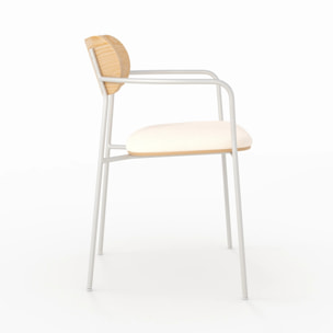 Lot de 2 chaises en tissu beige et placage en bois clair - Marine