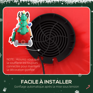 Traîneau Père Noël gonflable LED avec 2 rennes - matériel fixation et souffleur inclus - polyester