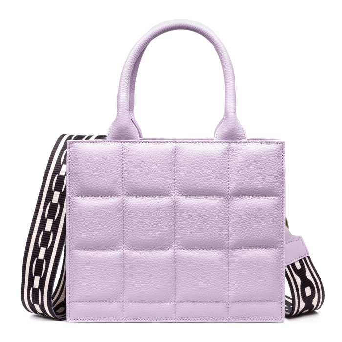 Albino borsa tote da donna. Pelle autentica finitura Dollaro trapuntata.